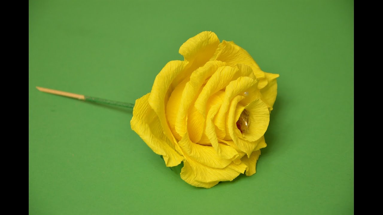 Pозa из гофрированной бумаги. Мастер-класс.Rose aus Kreppapier selber machen Tutorial,