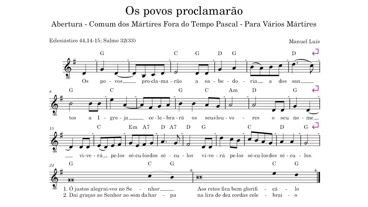 Os povos proclamarão Abertura Comum vários mártires fora do tempo pascal Eclo 44,14-15 Sl 32(33)