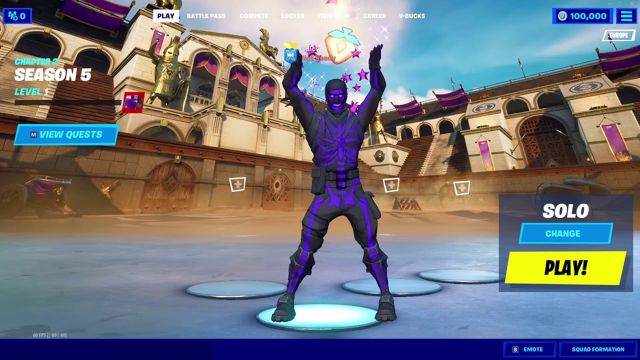 Purple Skull Trooper Dancing In Lobby For TikToks!