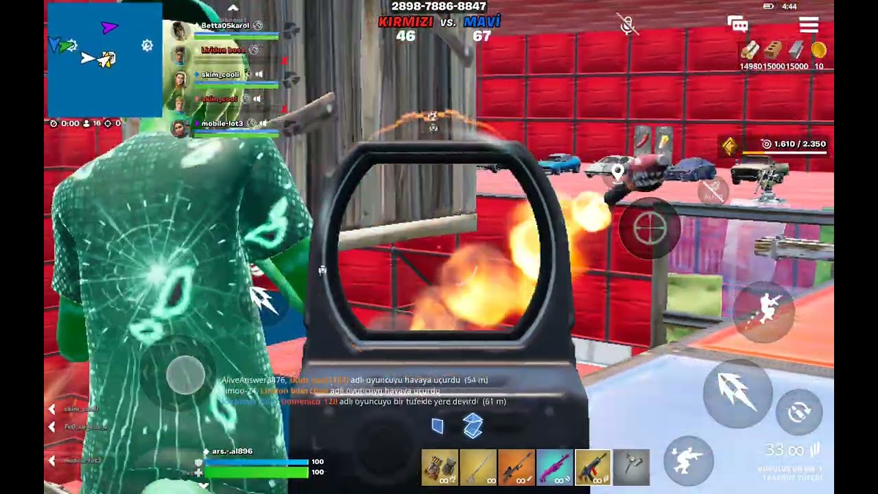 Kırmızı mavi fortnite savaş oyunu