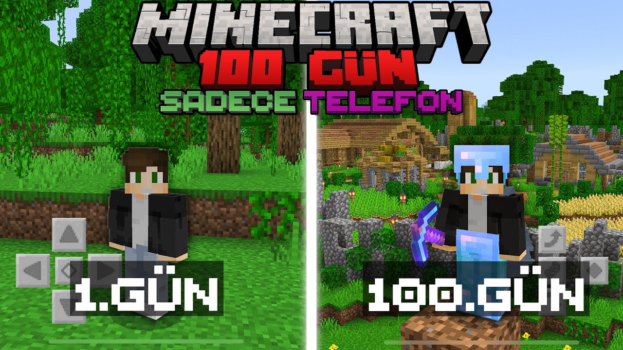 Sadece Telefondan MİNECRAFT Oynayarak 100 Gün Hayatta Kaldım! İşte Olanlar..