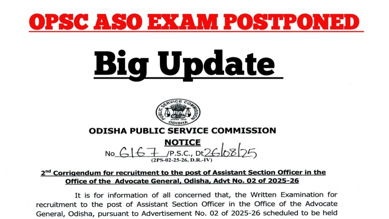OPSC ASO Exam Postponed//ASO Exam Postponed Big Update