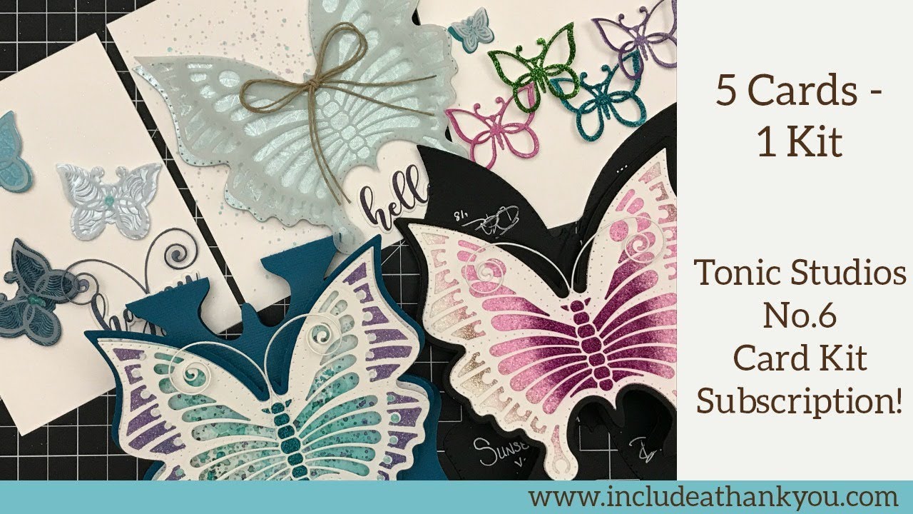 5 Cards - 1 Kit | Tonic Studios No.6 Craft-Card Kit 2018 | Butterflies and Blue!