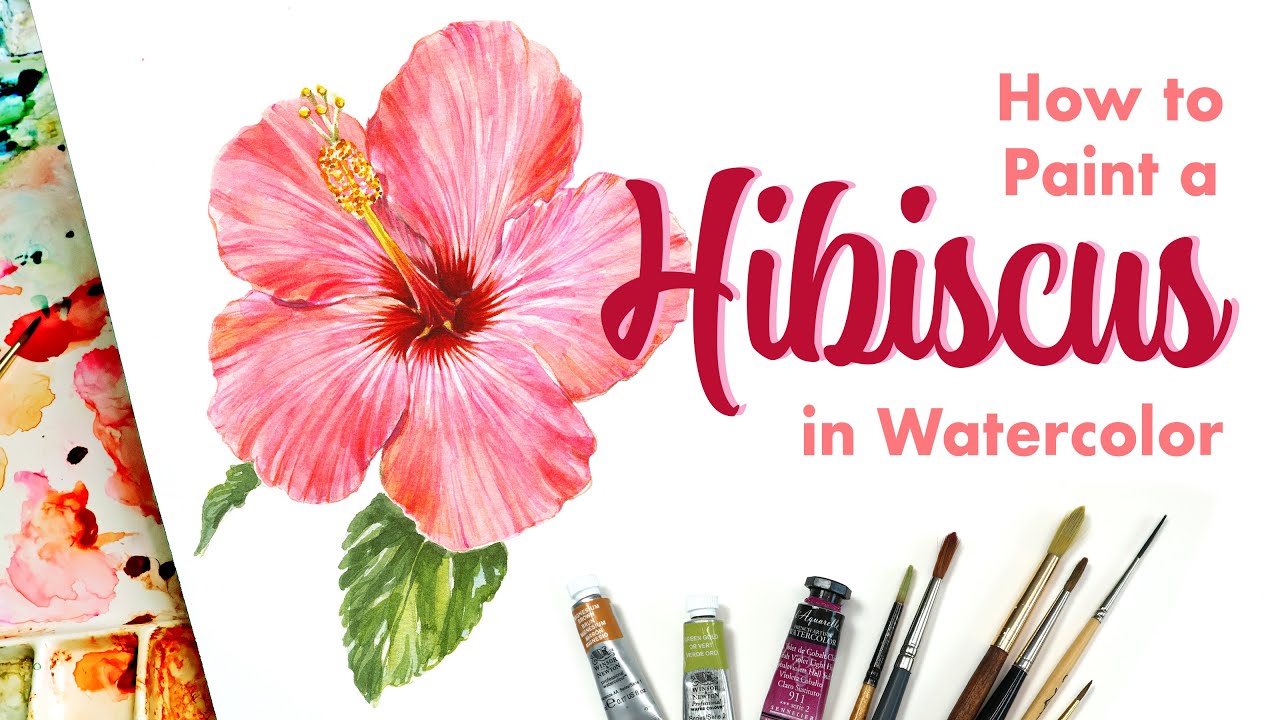 How to Paint a Hibiscus Flower // Step by Step Watercolor Tutorial