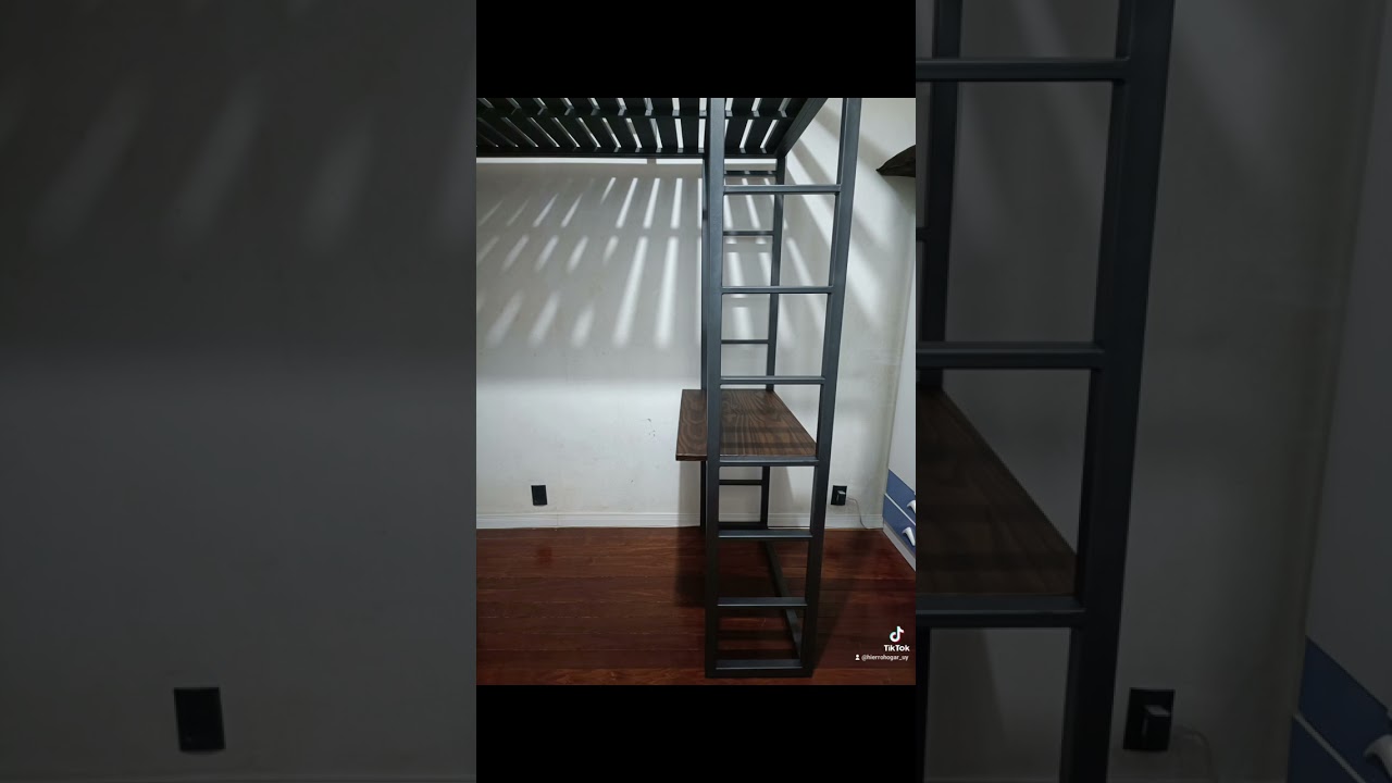 Cama Elevada en Hierro y Madera