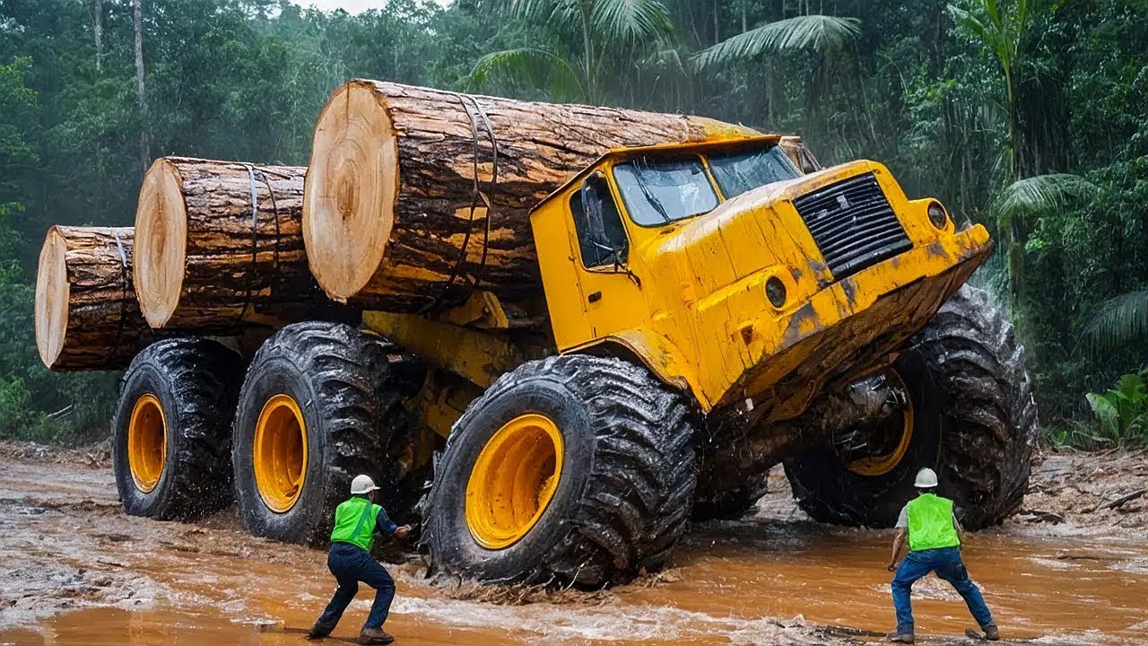 Самые опасные навыки вождения лесовоза | Самые быстрые бензопилы для валки деревьев! №4