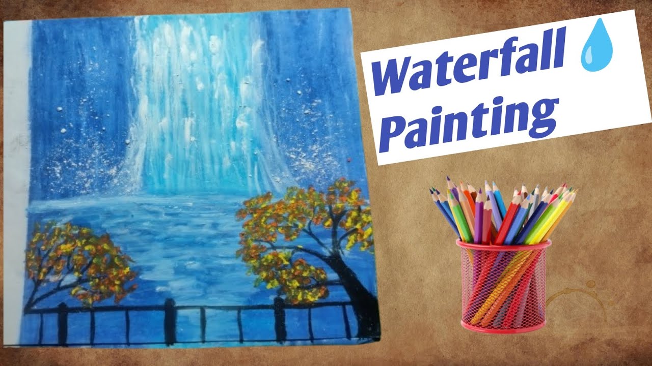 Easy Waterfall Landscape Painting tutorial for beginners || Step by Step Waterfall Landscape Paintin