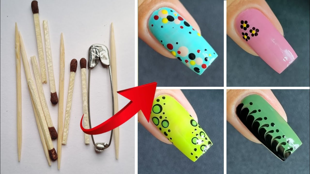 Top 8 Easy Nailart at Home || No tools Nailart || Nailart using Safety pin 🧷 