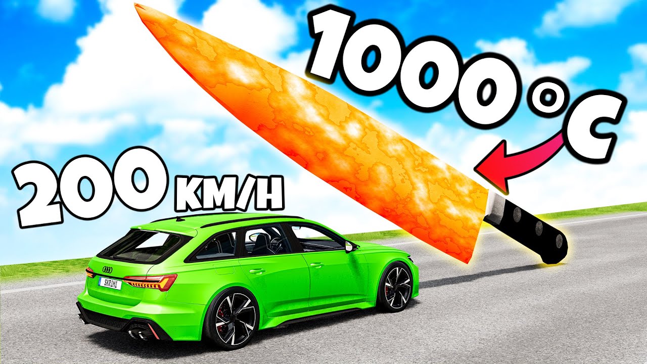 ❄️ PRZECINAM SAMOCHODY NOŻEM 1000 STOPNII!? | BeamNG Drive |