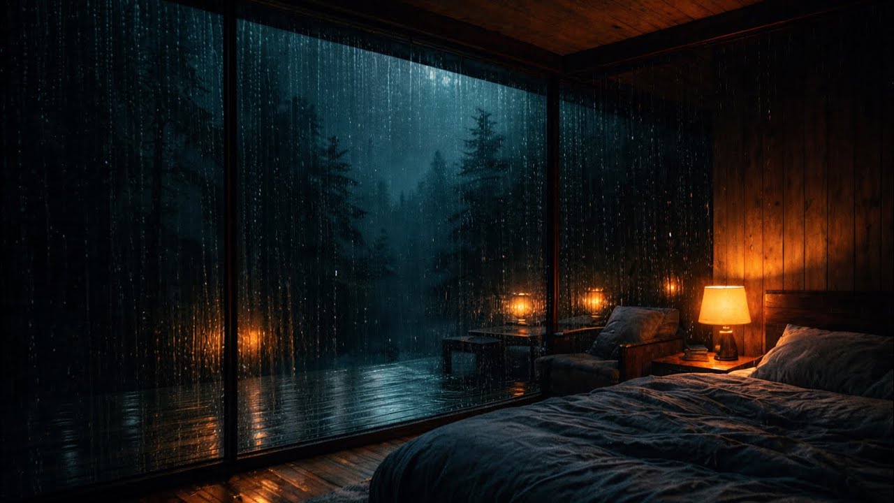 Rain at Night in a Cozy Forest Cabin | Sleep Fast with Deep Rain Sounds