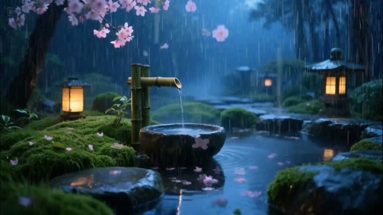 Heavy Rain & Calm Piano 🎹 Deep Sleep Forest Ambience