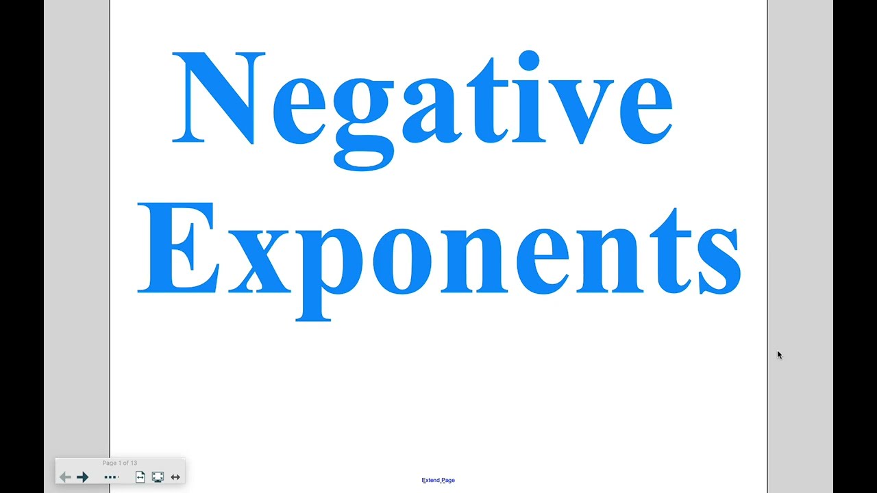 Algebra - Lesson 8-3: Negative Exponents