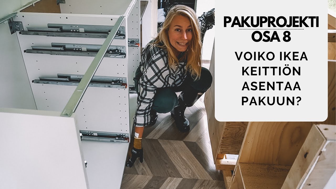 Asennetaan Ikea keittiö retkeilyautoon | Kaapistojen rakennus 1/3 | PAKUPROJEKTI OSA 8 🚐🛠 VAN BUILD