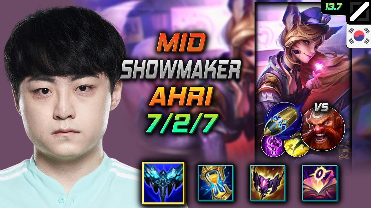 ShowMaker Mid Ари Build Вечный холод Удар на опережение - Ahri Mid vs Gragas - LOL KR 13.7