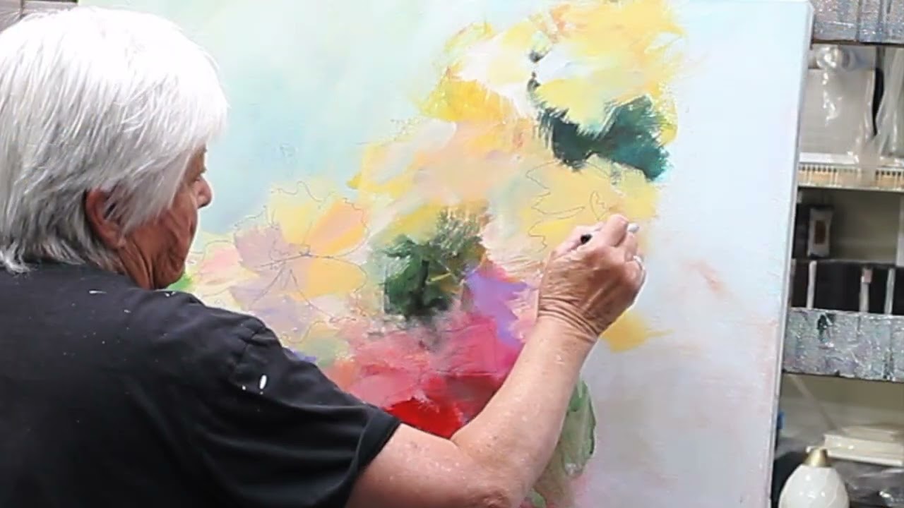 Acrylic Painting in Progress - Impressionist Flowers in Real Time   Demo #257