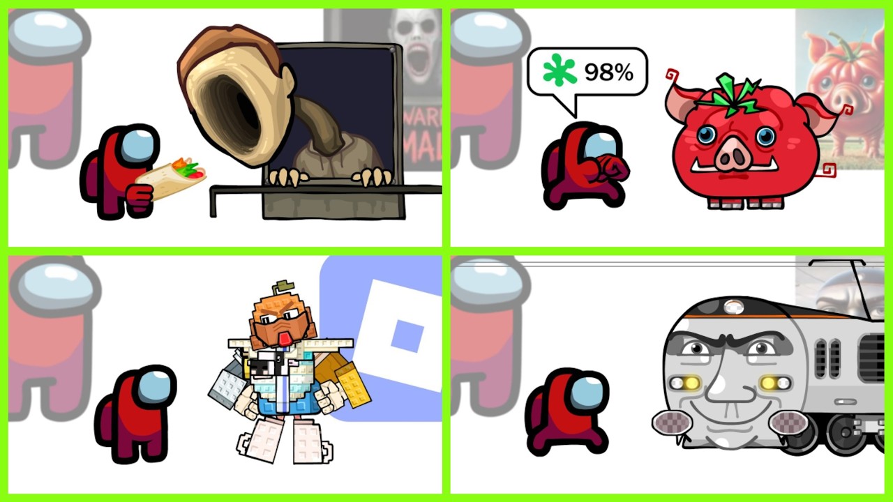 Mini Crewmate Kills Italian Brainrot Characters - Part 1-4 | Among Us