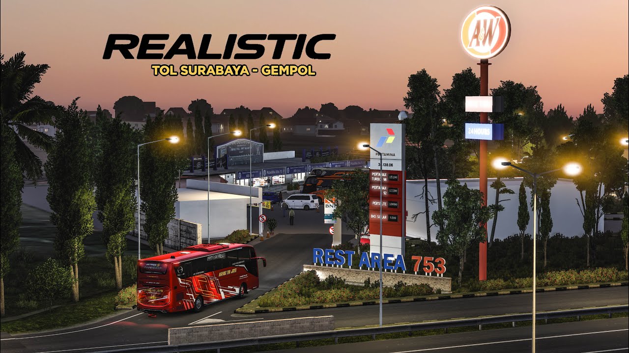 GAK NYANGKA ADA REST AREA BEGINI DI ETS2!! | Jetbus 5 Hafidz Trans Jaya Masuk A&W?? 🍔🚌