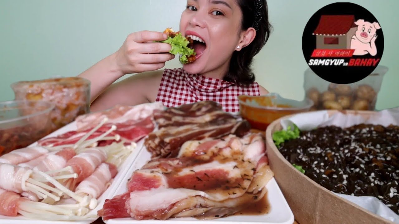 SAMYUP SA BAHAY MUKBANG | beef bulgogi, pork, pork enoki, japchae etc.