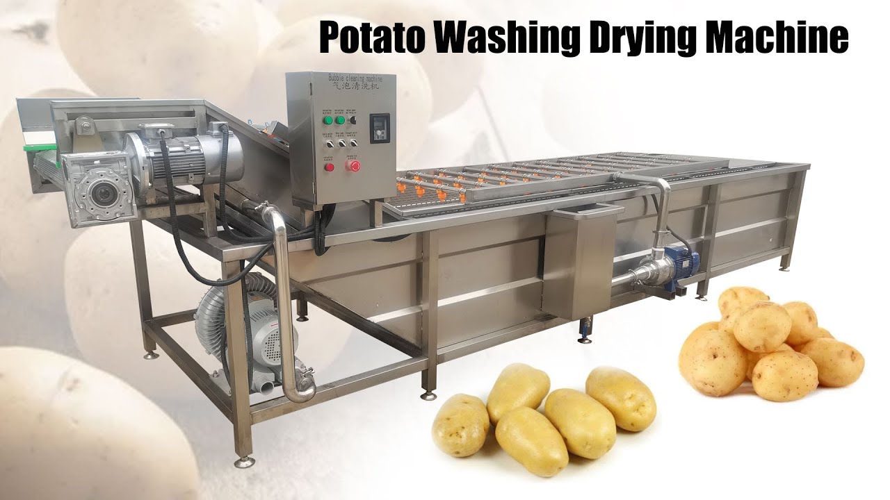 2021 bubble potato washing machine | industrial potato washing drying line