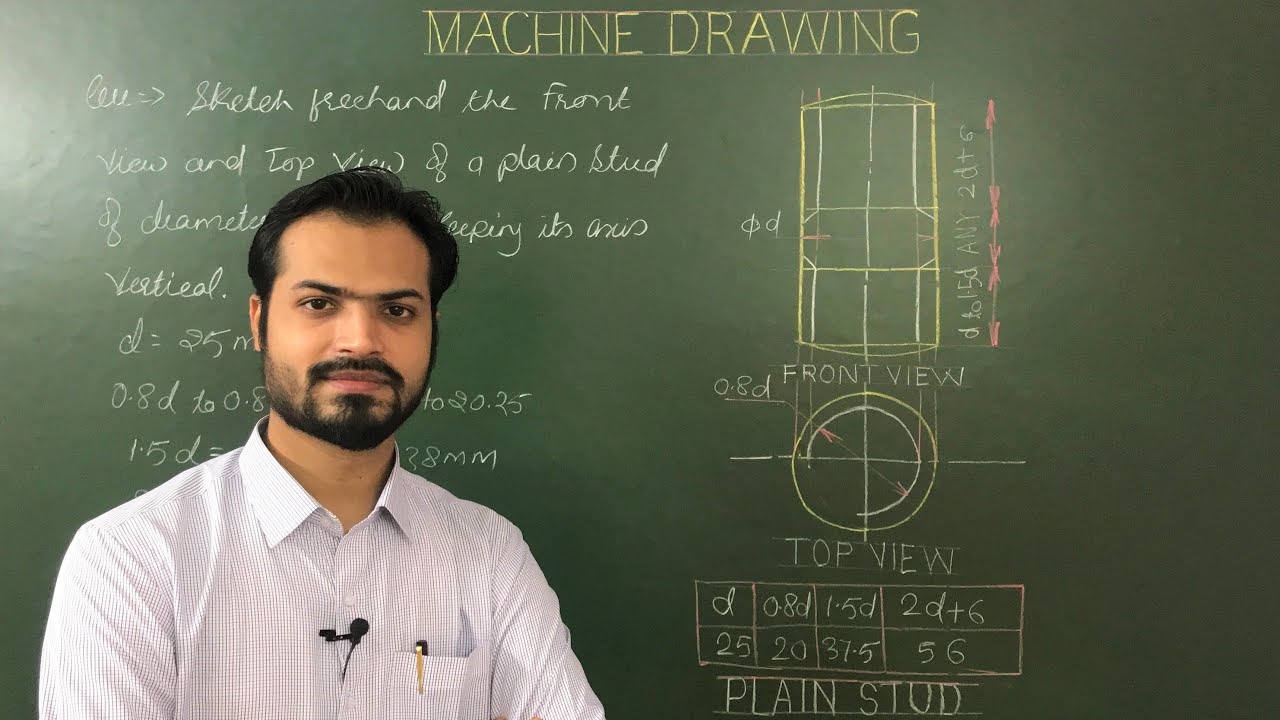 Studs- Introduction, Basics and Freehand Sketching of plain stud in Machine Drawing