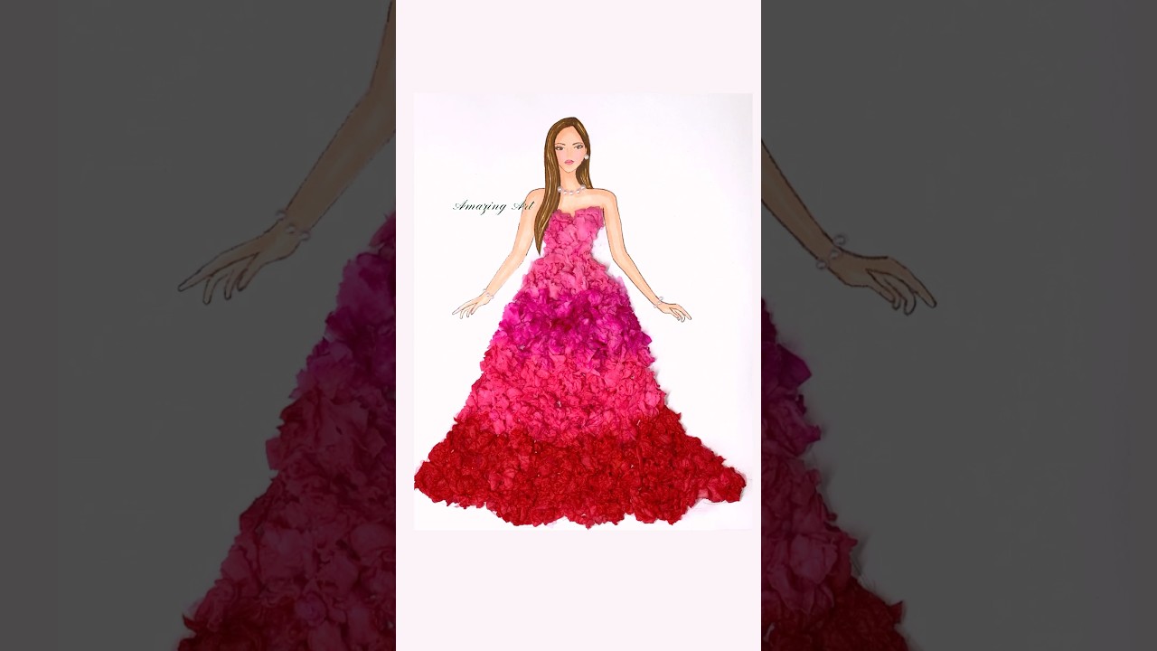 Dress Art | Fashion Illustration #shorts #art #satisfying #youtubeshorts #creative #dress #fashion