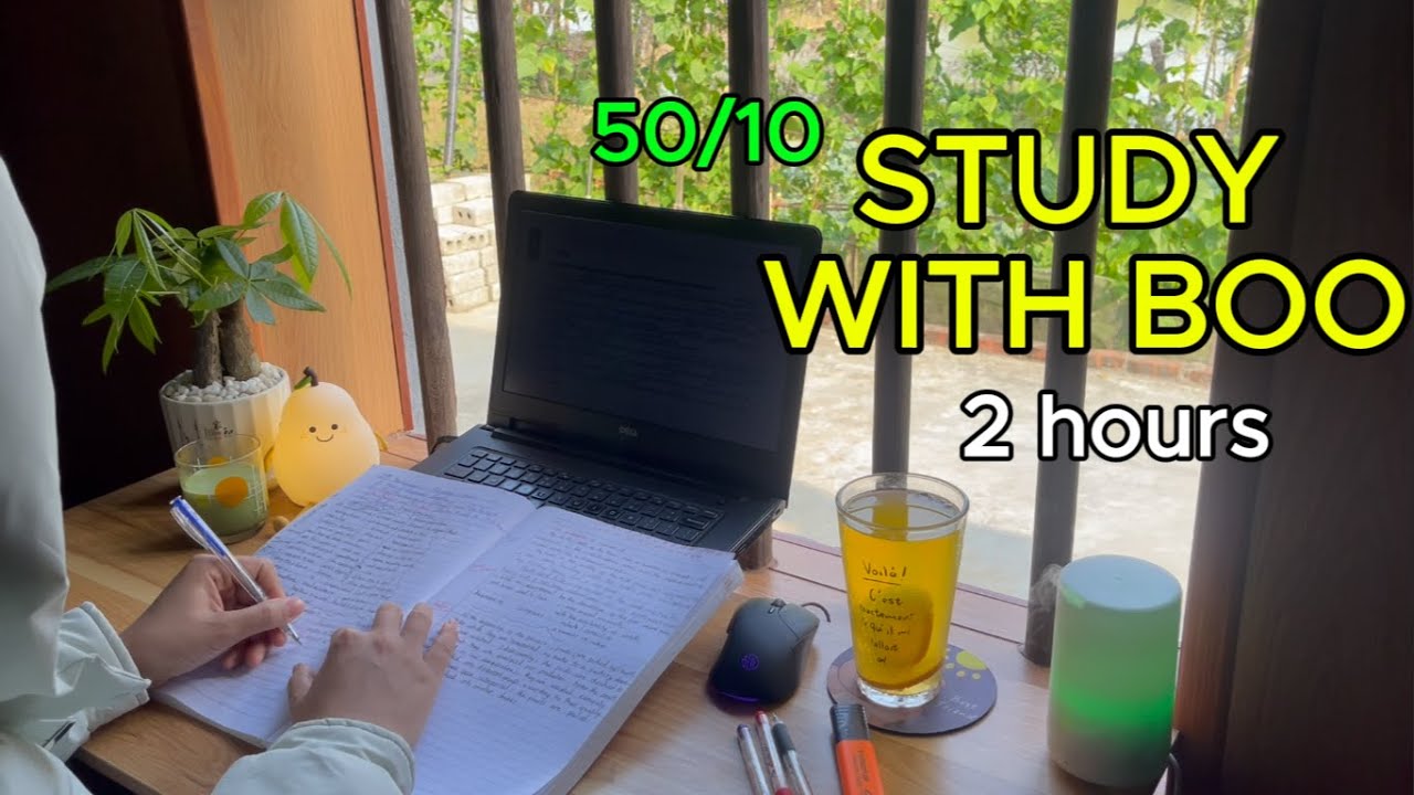 #139 🎧 2 HOURS STUDY WITH ME 🔥  Windy Day  Pomodoro 50-10  Real Time  Fire Crackling Sound