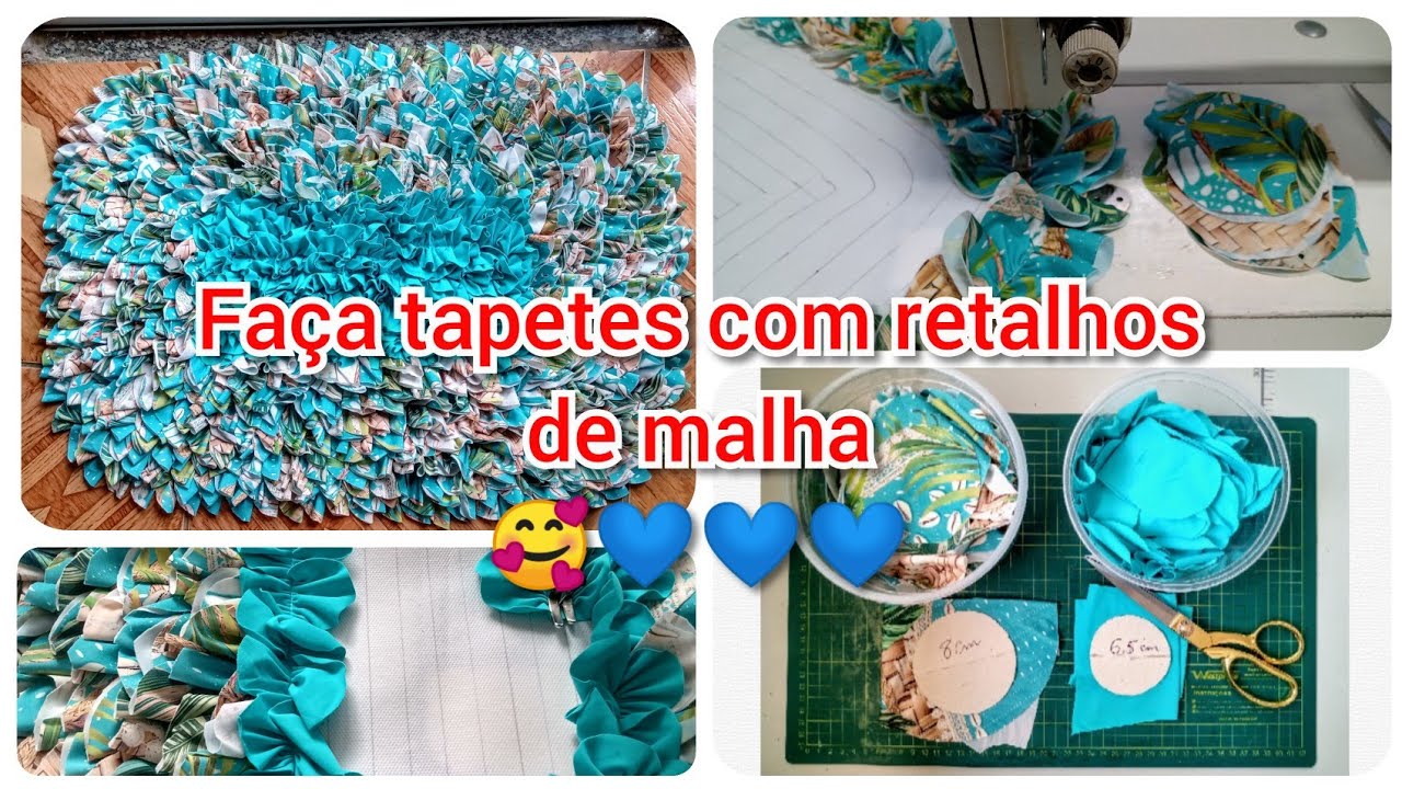 DIY- Como aproveitar retalhos de malha. Tapete de retalhos