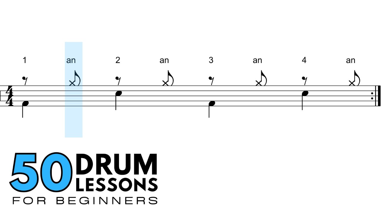 Lesson 21: Off-Beat Eighth Notes | 50 Drum Lessons For Beginners