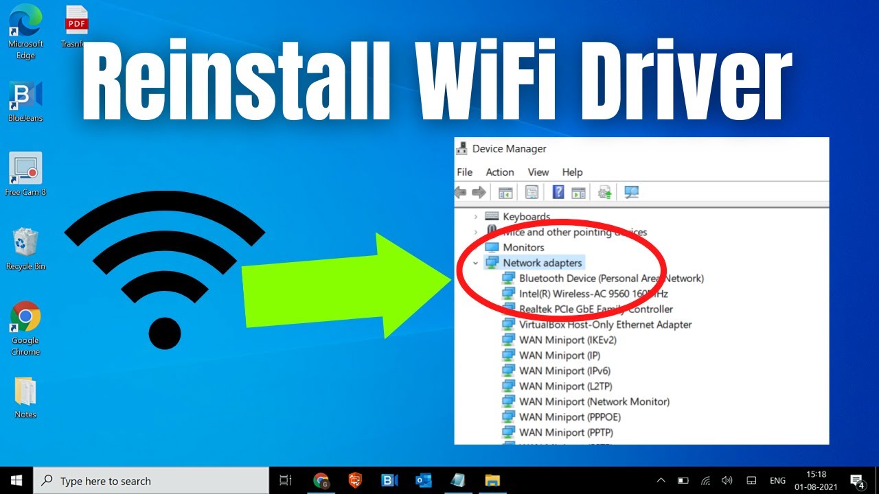 Как переустановить драйвер беспроводного сетевого адаптера в Windows