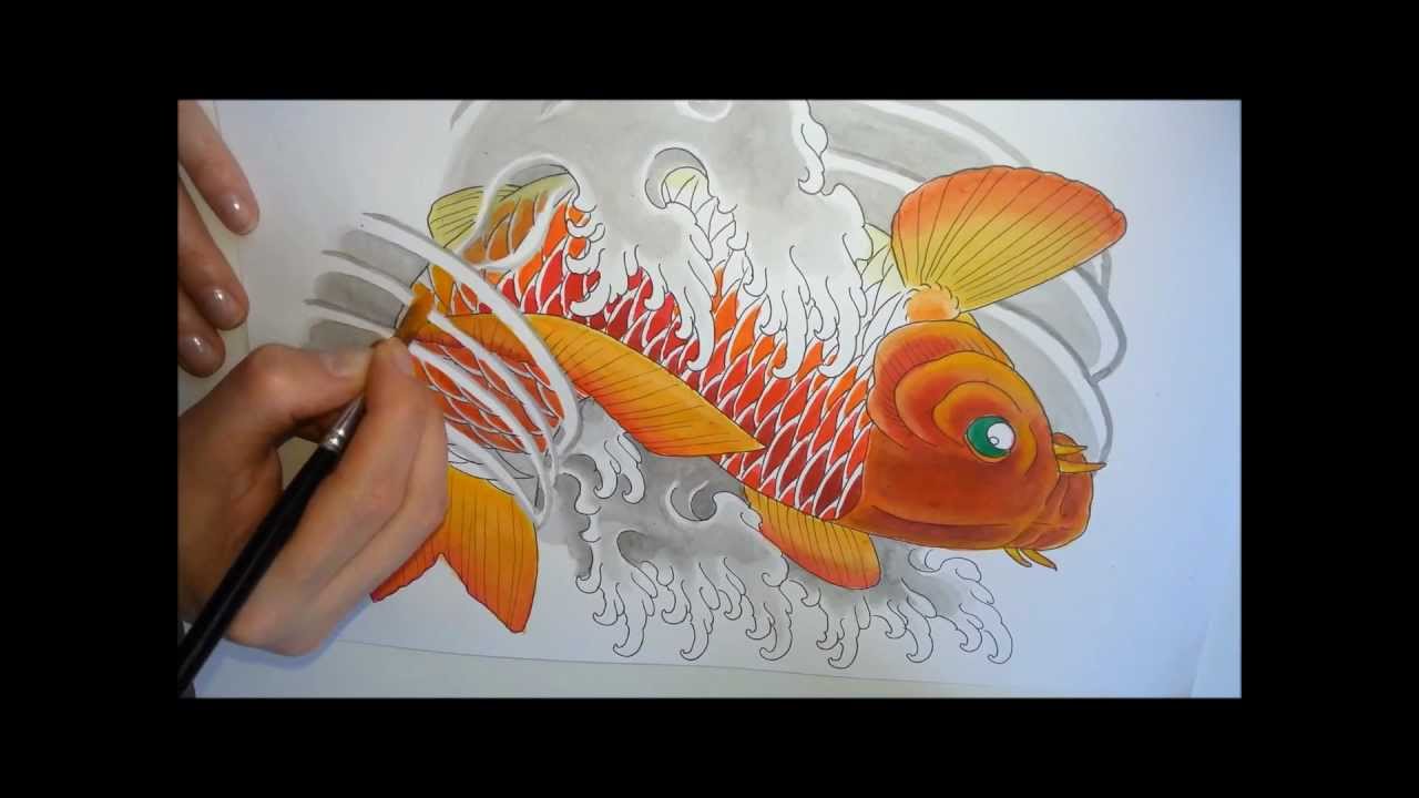 Koi Fish Painting (Pintura Carpa) tattoo style by NINA PAVIANI