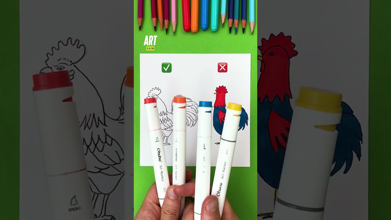 Rooster 🐓✨ The technique for your animal drawings ✍️ #rooster #animal #drawing #tutorial