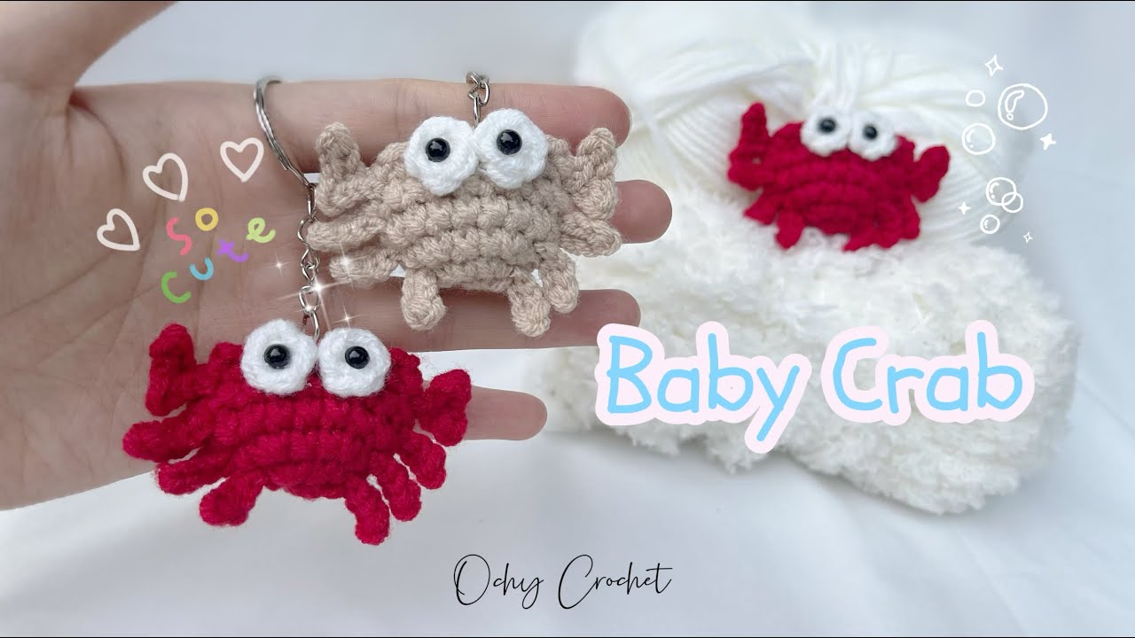 Crochet Baby Crab 🦀 | Crab Amigurumi Tutorial | Móc bé cua | Móc móc khoá con cua