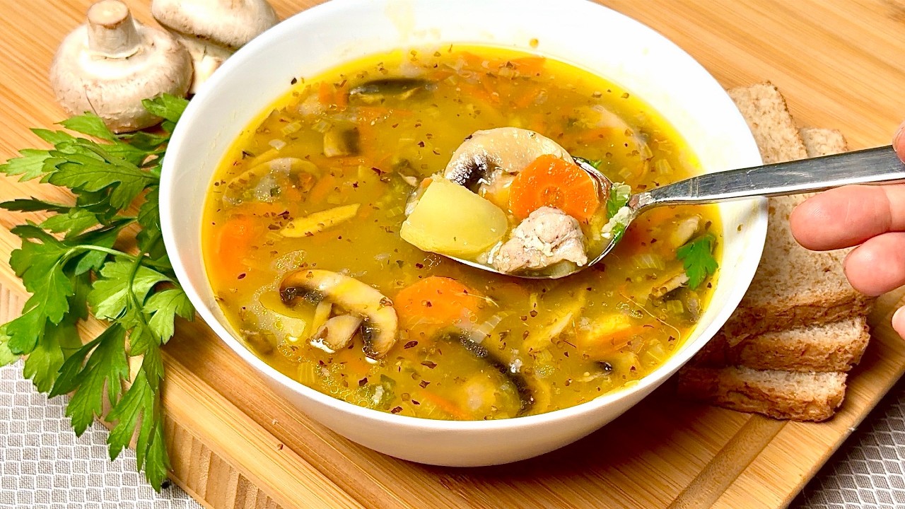 ✨Домашний куриный суп с рисом и шампиньонами | ПРОСТО и ВКУСНО 🍲