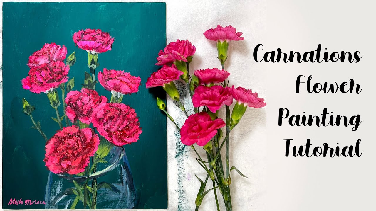How to Paint Carnations in REAL TIME (Acrylic Painting Tutorial)