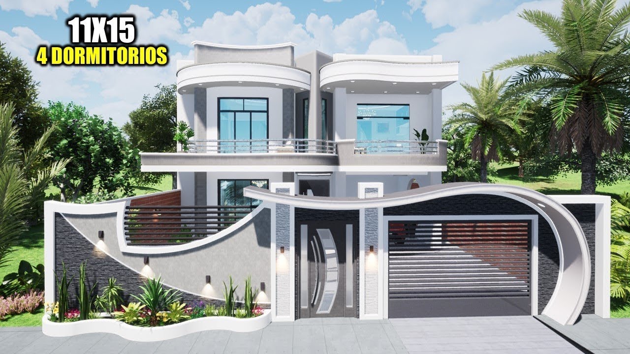 HOUSE DESIGN | BEAUTIFUL HOUSE OF TWO FLOORS 11x15 WITH 4 BEDROOMS (Nev)