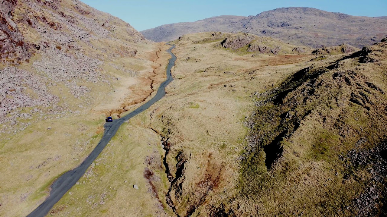 Drone Explore Hardknott Pass, Lake District, Cumbria.