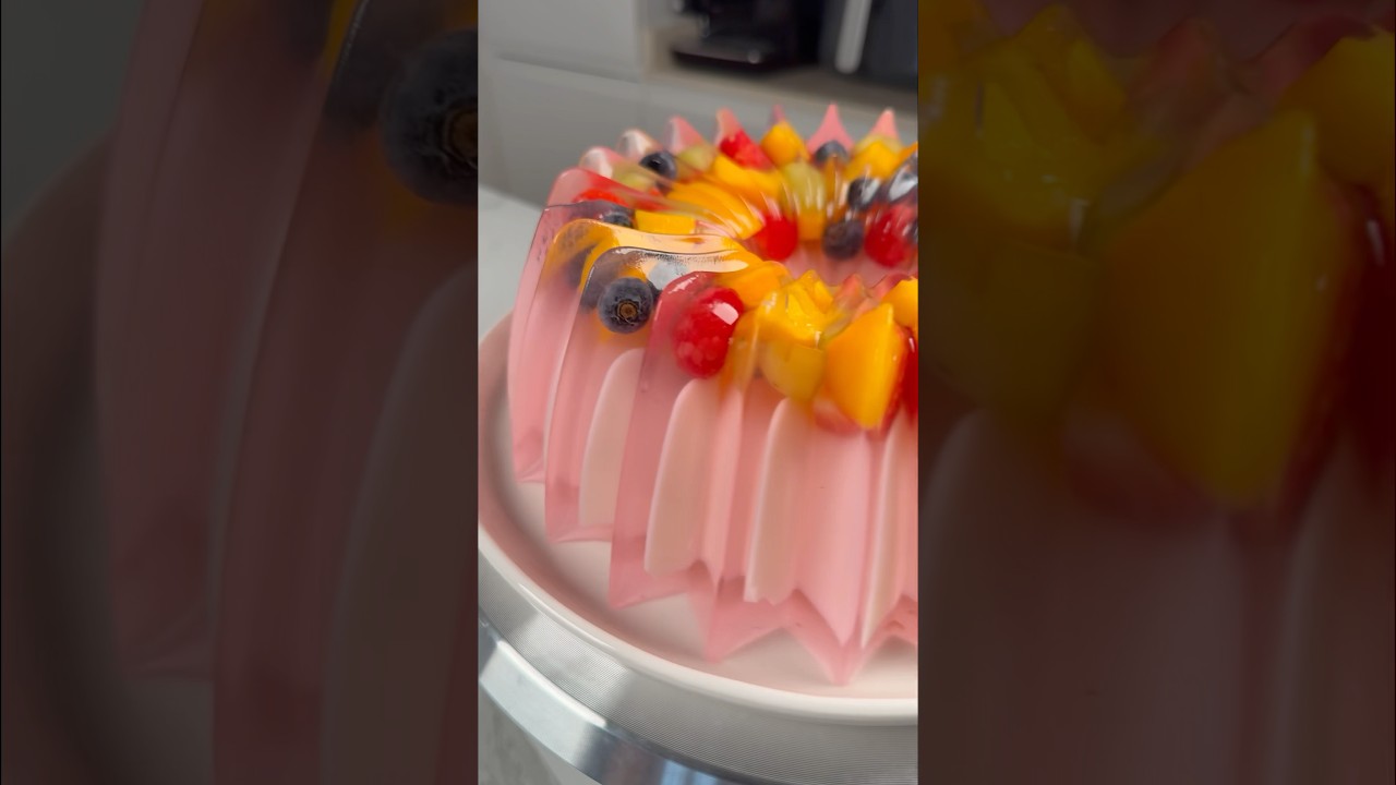 Part 77 | easy making fruit jelly cake 🍓🫐🍒🥭🥝 #asmr #dessert #cake #jelly #jellycake #sweet