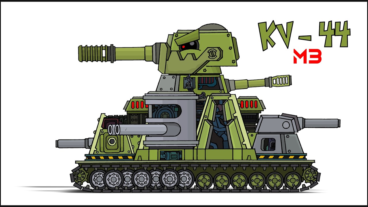 How To Draw Cartoon Tank KV-44 M3 | HomeAnimations - Cartoons About Tanks