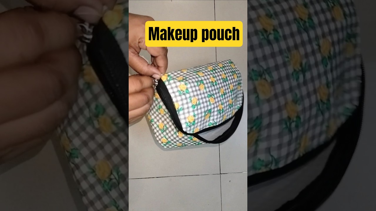 SUPER EASY 😉 Makeup Pouch Cutting and stitching/ DIY makeup pouch/ bag making #diy #viral #trending