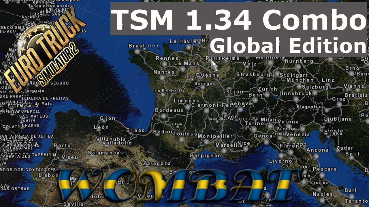 ETS2 1.34 - TSM Big Map Combo Global Edition, включая дополнительный профиль