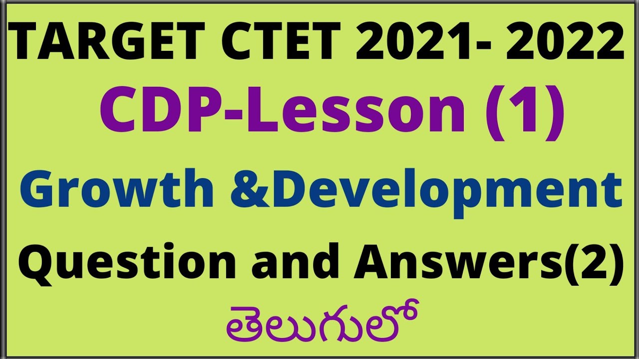 Growth & Development|Pedagogy|Practice Questions (2) for CTET