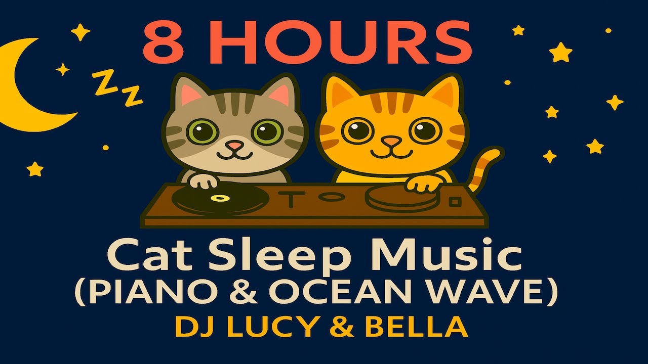 8 Hours Deep Sleep Music for Cats 🌊 Ocean Waves & Dark Screen | DJ Lucy & Bella