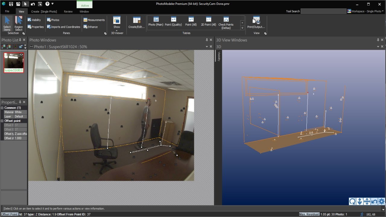 Collect suspect height measurements from a single security camera with high lens distortion