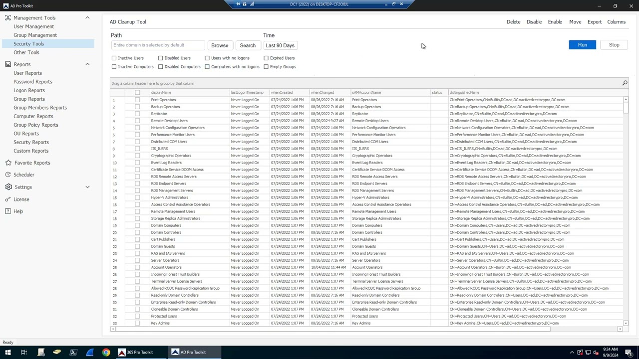 Active Directory Cleanup Tool