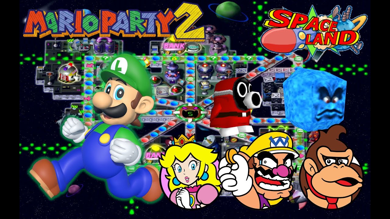 Mario Party 2 - Luigi vs Peach vs Wario vs Donkey Kong - Space Land