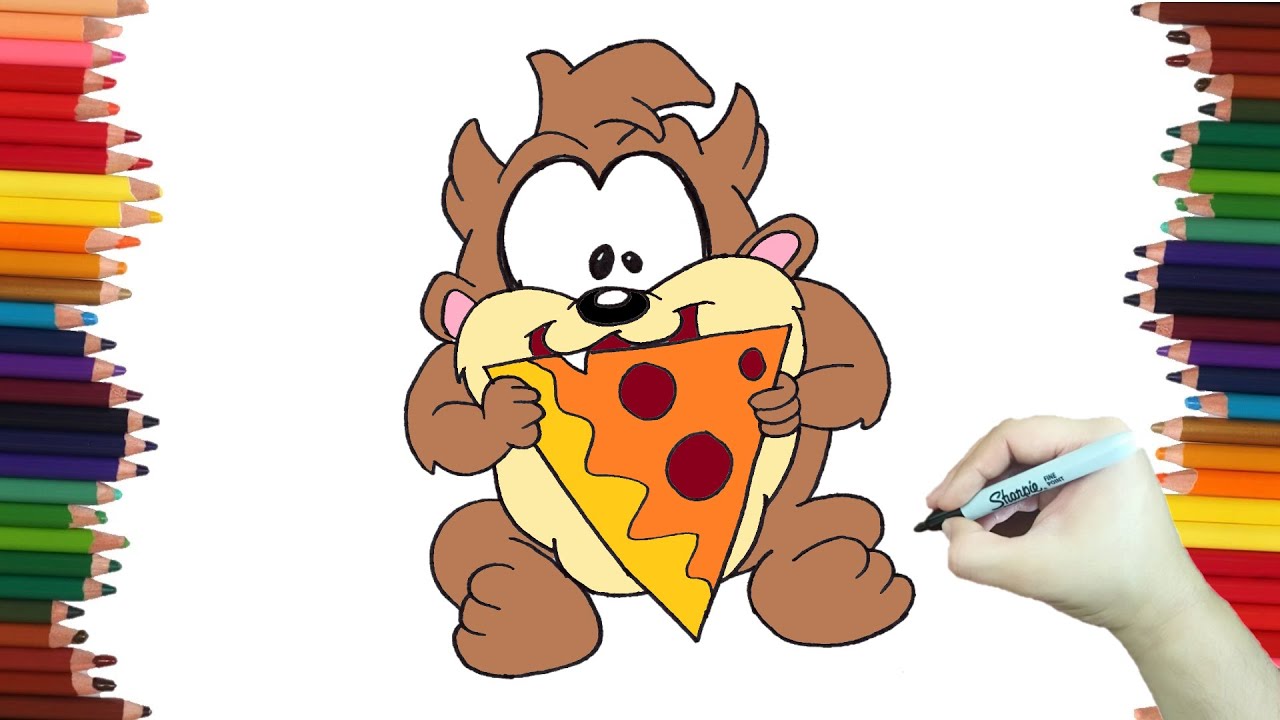 Como dibujar a Taz de baby looney tunes paso a paso y muy facil