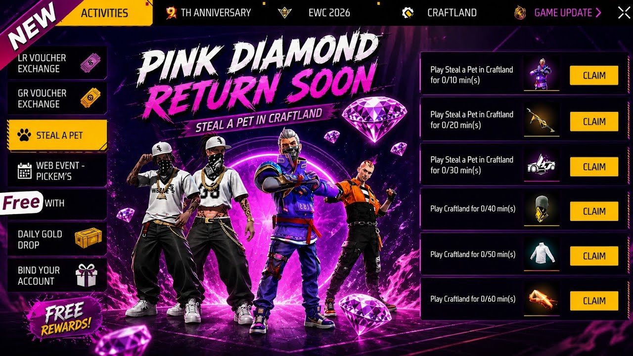 Pink Diamond Store Return Free Fire 🤯 Green Bunny In Pink Diamond Store | Pink Diamond Store Update