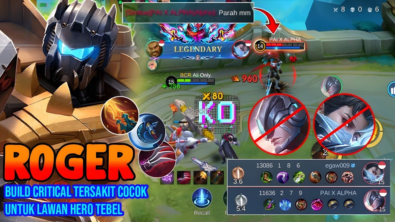 TIPS LANNING PHASE ROGER GOLD LANE LAWAN GRANGER || ROGER BUILD CRITICAL - MOBILE LEGENDS
