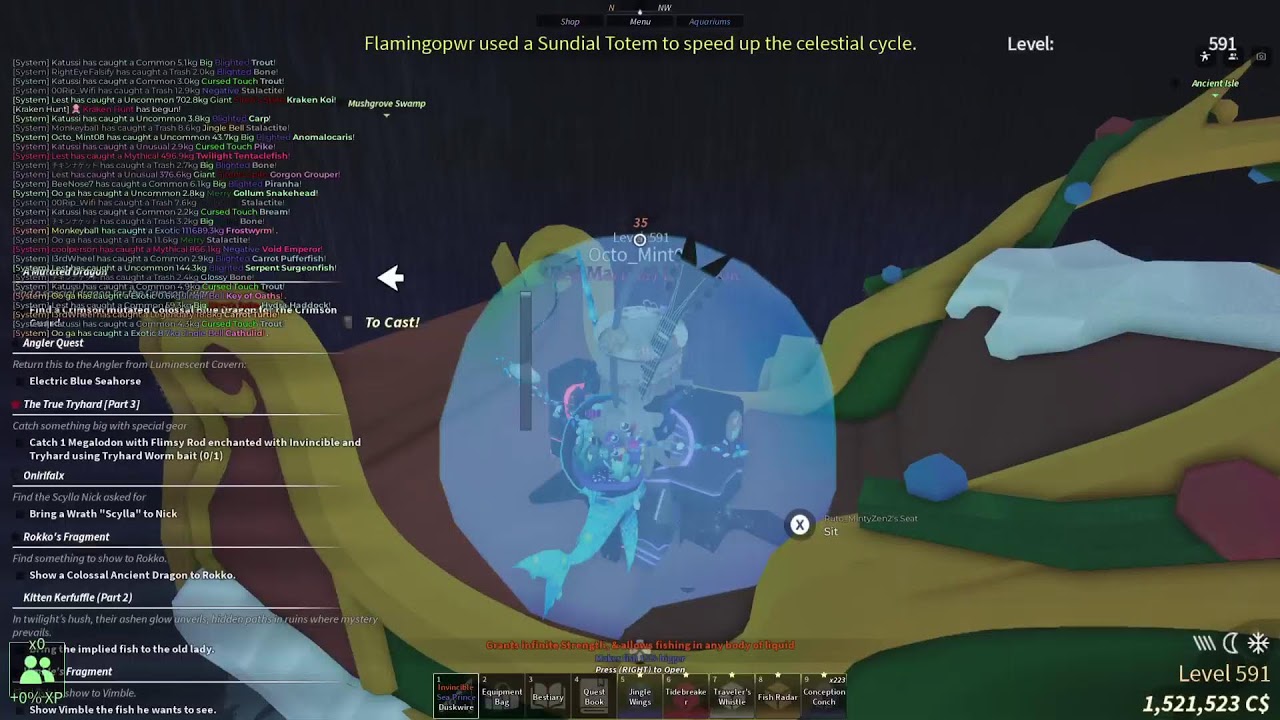 Fisch: day 13 Grinding for A rare rods part 6 Megalodon tryhard rod quest 3