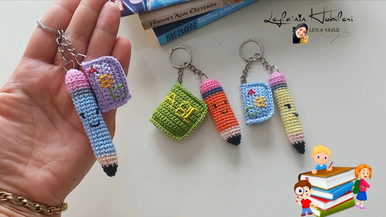 “Sadece 10 Dakikada Örebileceğiniz Kolay  Amigurumi Kalem & Kitap Anahtarlık! ✏️📚🧶💖”